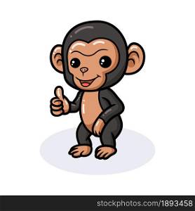 Cute baby chimpanzee cartoon giving thumb up