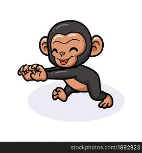 Cute baby chimpanzee cartoon posing