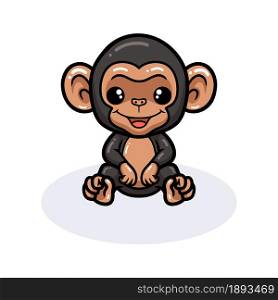 Cute baby chimpanzee cartoon sitting