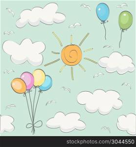Cute baby cloud pattern and balloons