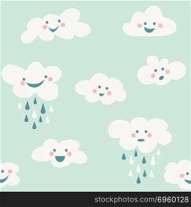 Cute baby cloud pattern vector seamless