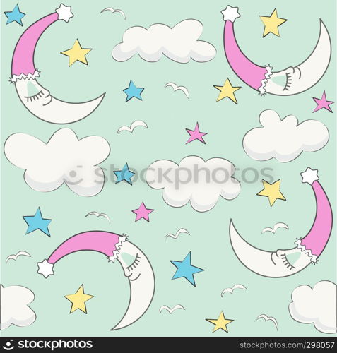 Cute baby cloud pattern vector seamless, baby shower invitation