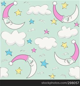 Cute baby cloud pattern vector seamless, baby shower invitation