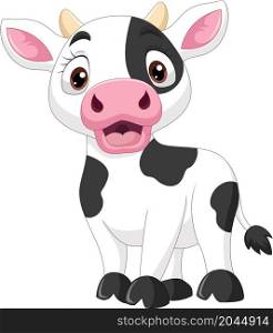 Cute baby cow cartoon on white background