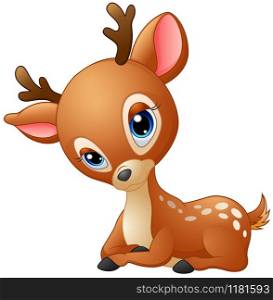 Cute baby deer cartoon illustration