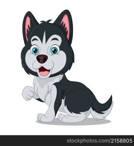 Cute baby dog cartoon on white background