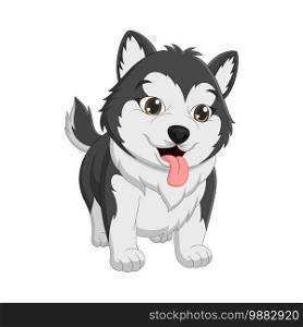 Cute baby dog cartoon on white background