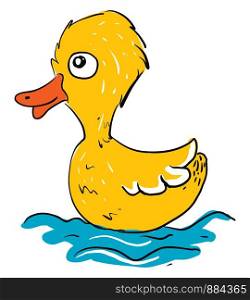 Cute baby duck, illustration, vector on white background.