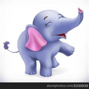 Cute baby elephant, cartoon character. Funny animals 3d vector icon