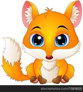 Cute baby fox cartoon illustration