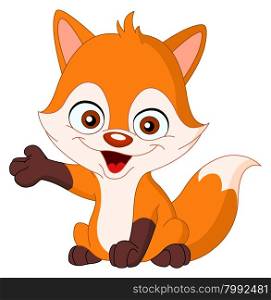 Cute baby fox presenting