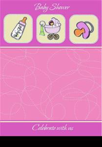 cute baby girl shower card in vector format