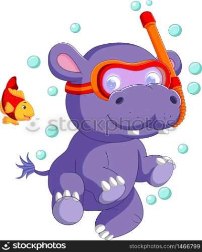 cute baby hippo Cartoon