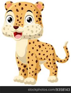 Cute baby leopard cartoon on white background