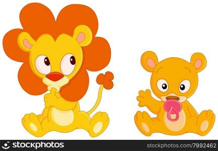 Cute Baby lion and baby lioness