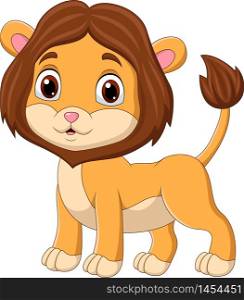Cute baby lion cartoon isolated on white background