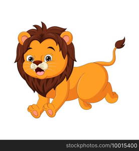 Cute baby lion cartoon jumping