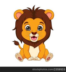 Cute baby lion cartoon sitting