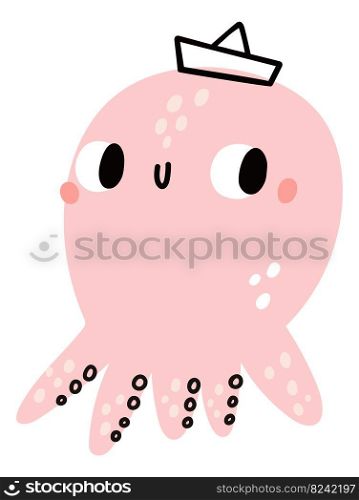 Cute baby octopus. Marine animal kid print isolated on white background. Cute baby octopus. Marine animal kid print