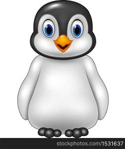Cute baby penguin posing isolated on white background