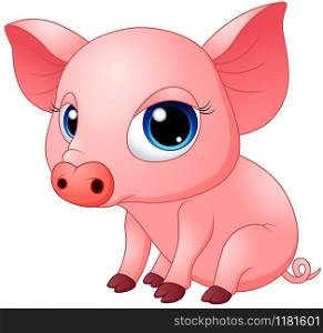 Cute baby pig cartoon illustration