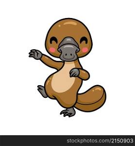 Cute baby platypus cartoon dancing