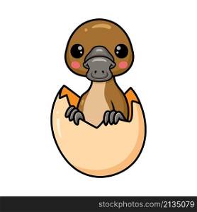Cute baby platypus cartoon inside an egg