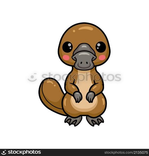 Cute baby platypus cartoon standing