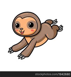 Cute baby sloth cartoon jumping