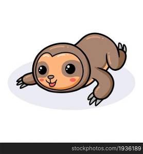 Cute baby sloth cartoon laying down