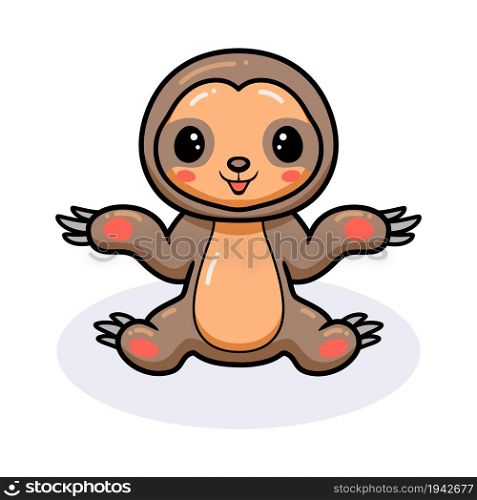 Cute baby sloth cartoon raising hands