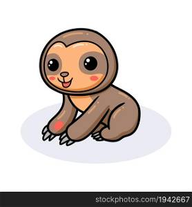 Cute baby sloth cartoon sitting