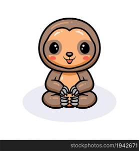 Cute baby sloth cartoon sitting