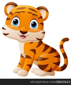 Cute baby tiger cartoon posing