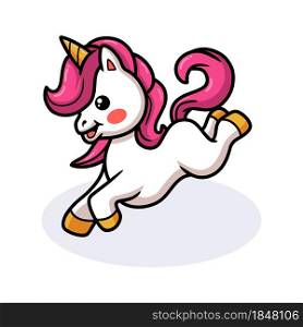 Cute baby unicorn cartoon jumping