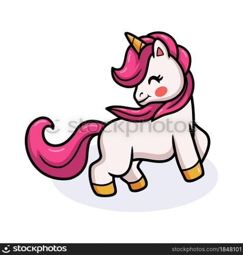 Cute baby unicorn cartoon posing