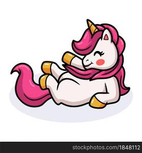 Cute baby unicorn cartoon posing