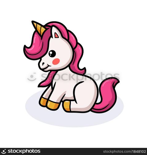 Cute baby unicorn cartoon sitting