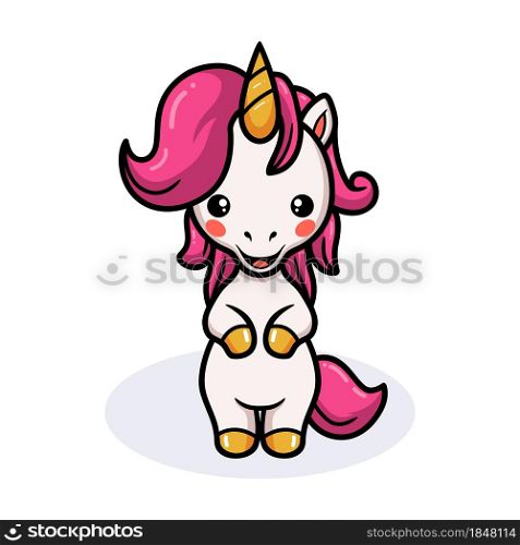 Cute baby unicorn cartoon standing