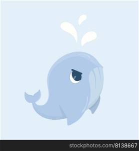 Cute baby whale on pastel background. . Cute baby whale 