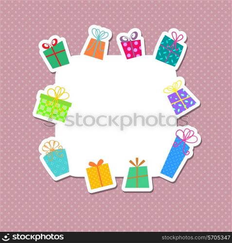 Cute background with Christmas gifts and polka dots