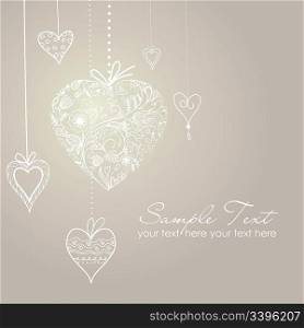 Cute background with decorated hearts