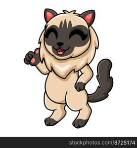 Cute balinese cat cartoon giving thumbs up