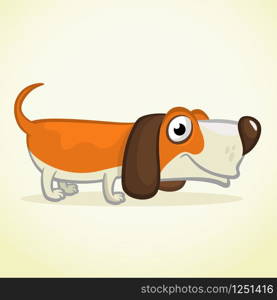 Cute Basset Hound dog cartoon. Vector illustration isolated on white background