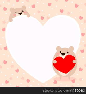 Cute bear hold a heart background.