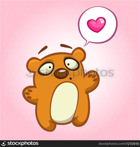 Cute bear in love with speech bubble. Vector illustration