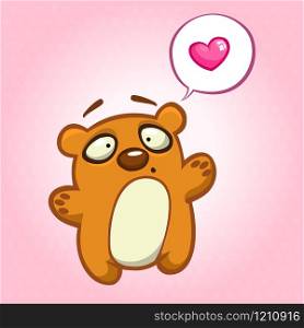 Cute bear in love with speech bubble. Vector illustration