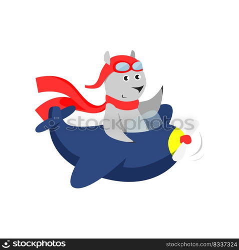 Cute bear in red scarf piloting plane. Cartoon character, aircraft, trip. Animal concept. Can be used for topics like travel, vacation, activity