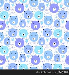 Cute bear seamless pattern background. Vector illustration.