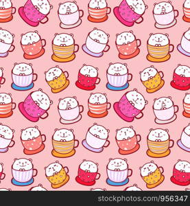 Cute bear seamless pattern background. Vector illustration.